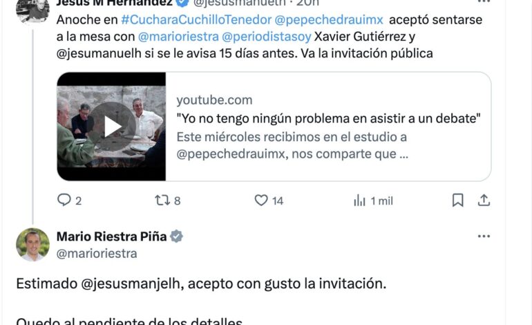 Pepe Chedraui acepta debatir con Mario Riestra en programa de Internet