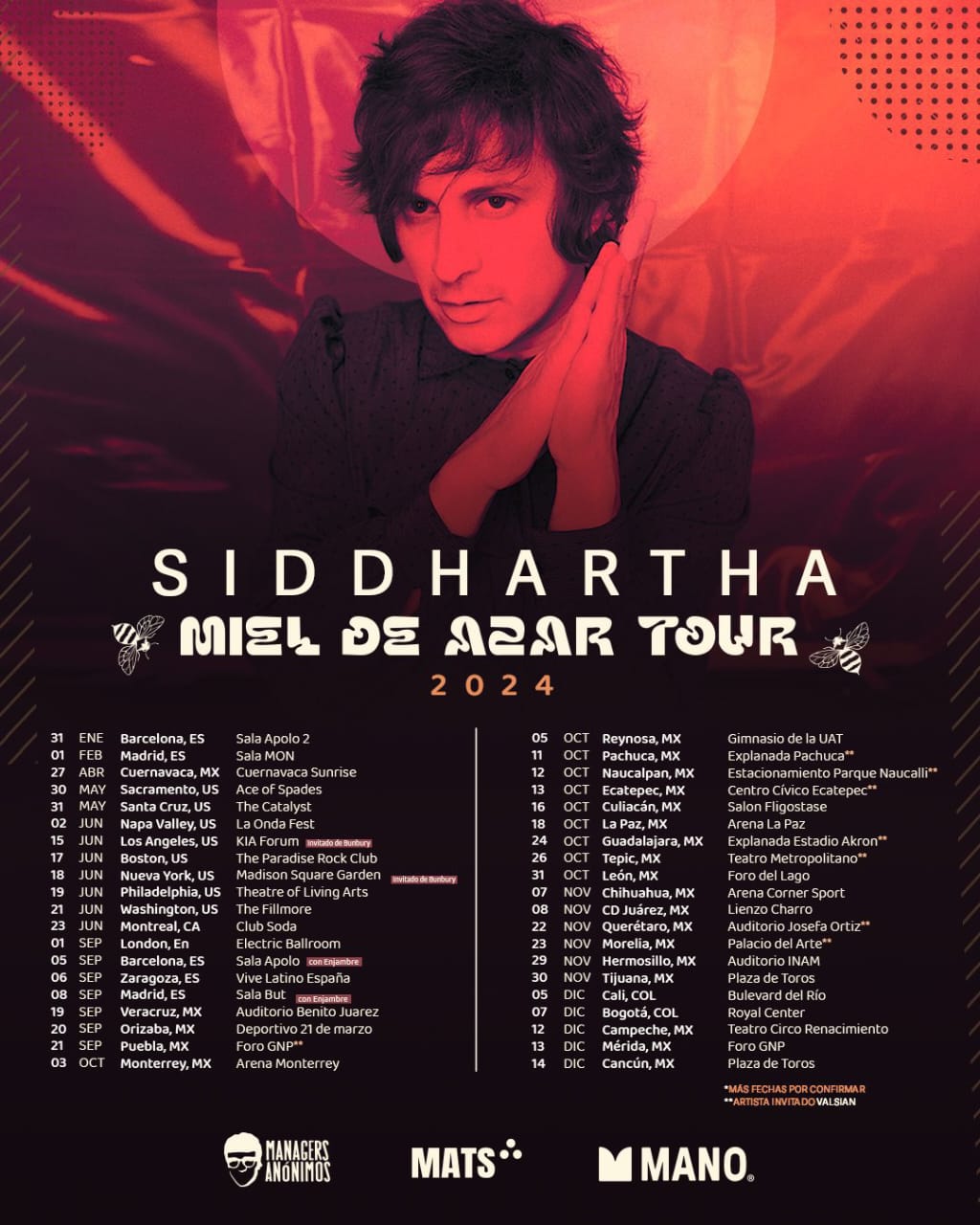 Siddhartha regresa a Puebla con su nueva gira «Miel de Azar Tour»