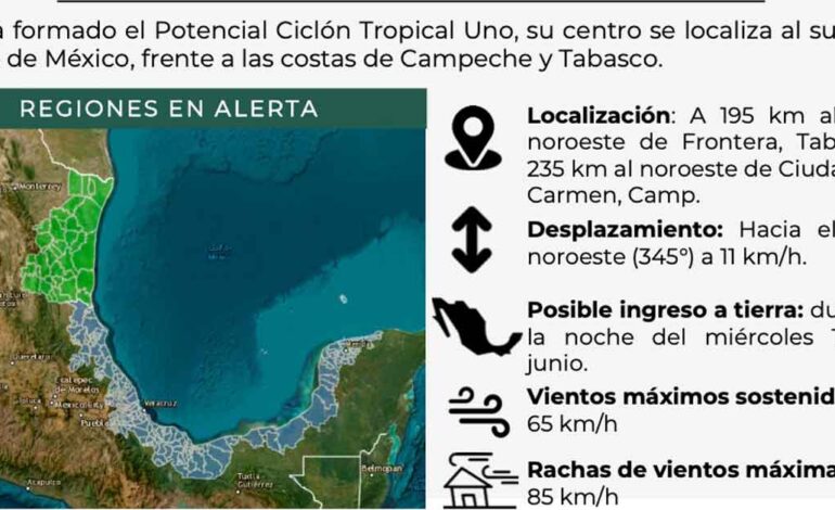 Pronostican lluvias por ciclón tropical «UNO»