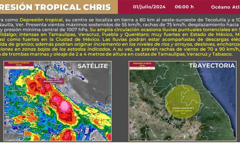 Puebla tendrá lluvias “intensas” por depresión tropical Chris