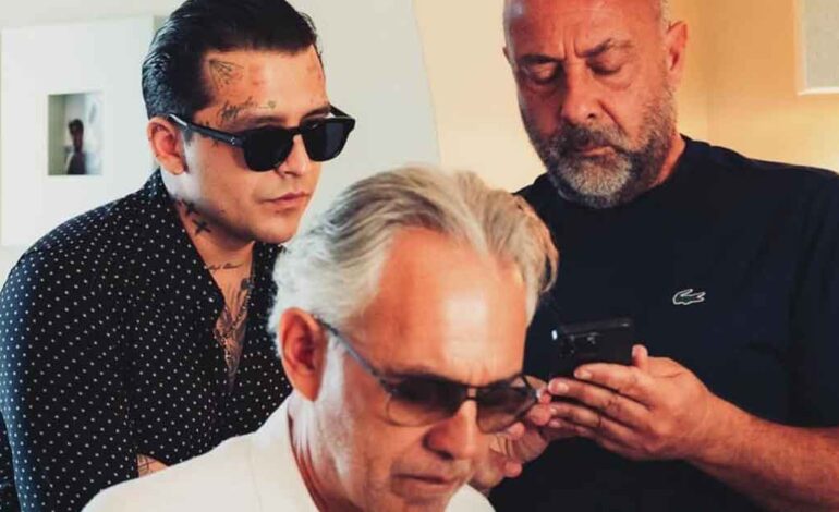 Christian Nodal cantó a dueto con Andrea Bocelli en Italia