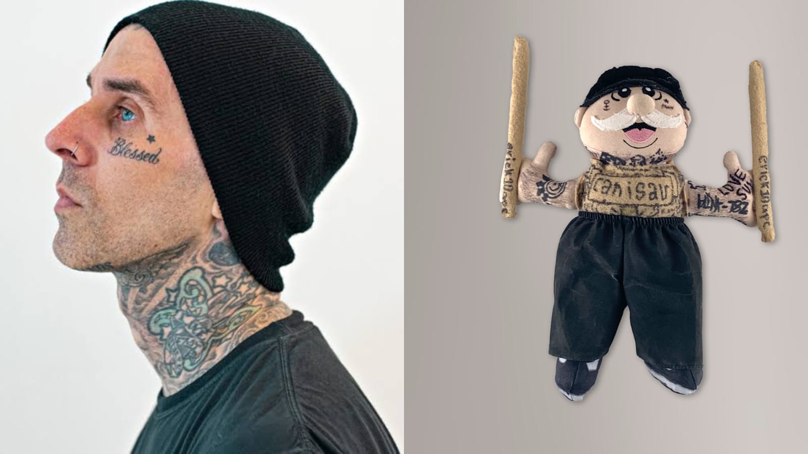 Travis Barker pone a la venta muñeco de Dr. Simi que le regalaron en México
