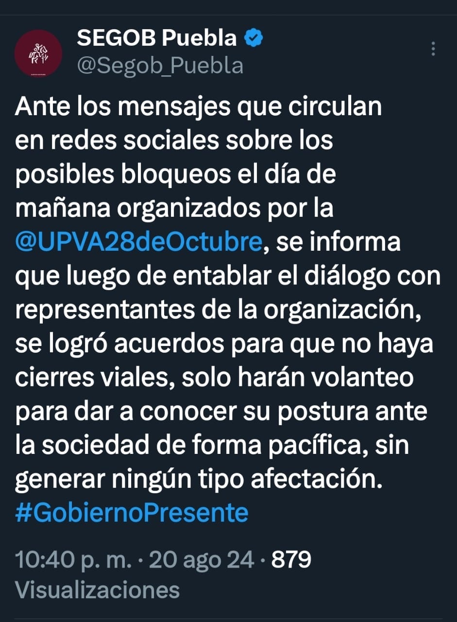 Segob logra acuerdos con la 28 de Octubre y evita bloqueos