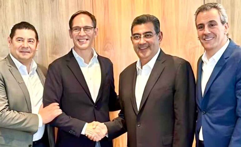 Salomón, Armenta y Chedraui se reúnen reunión con jefe mundial de producción de Audi