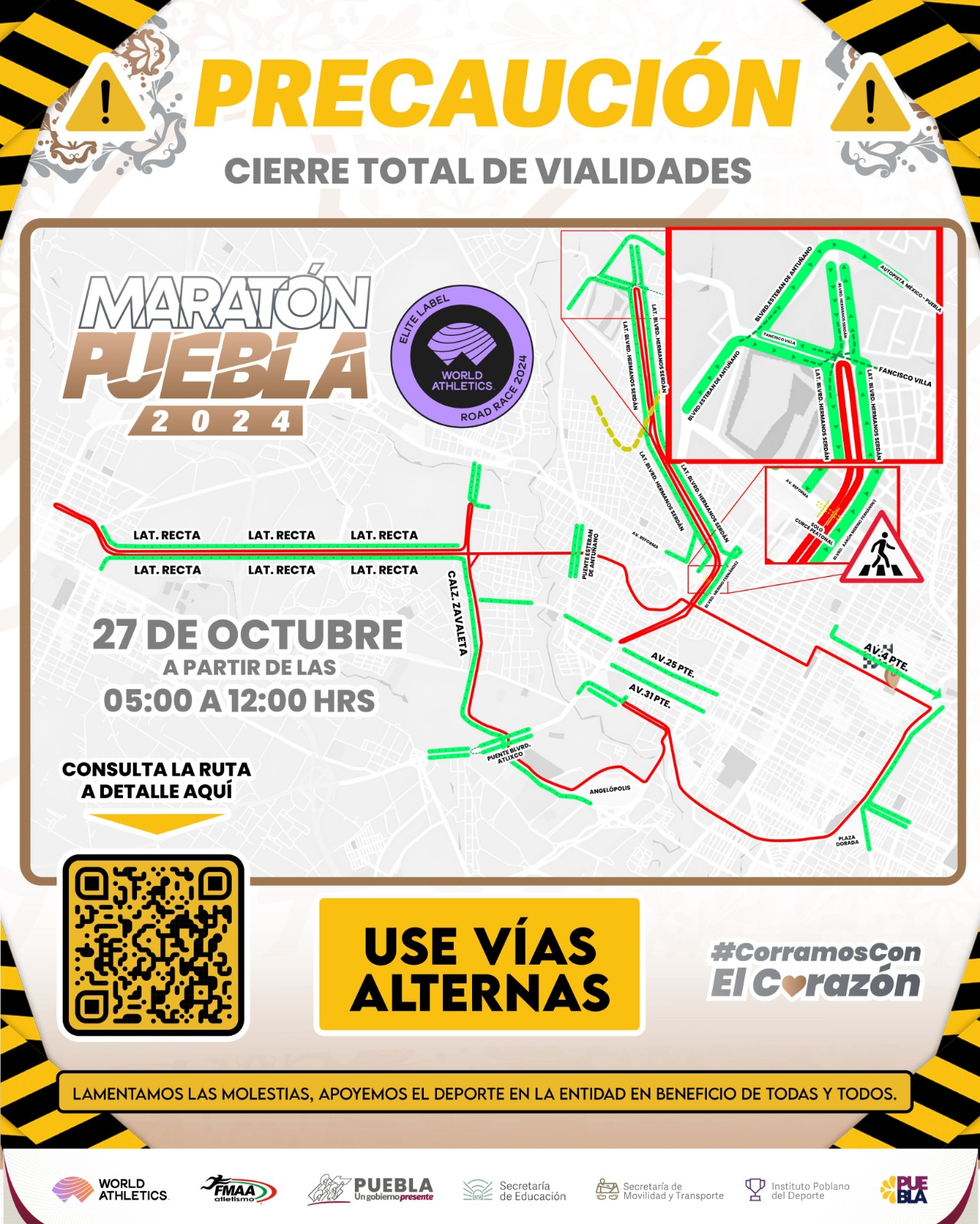 Todo listo para el Maratón de Puebla qué se llevará a cabo este domingo 27 de octubre