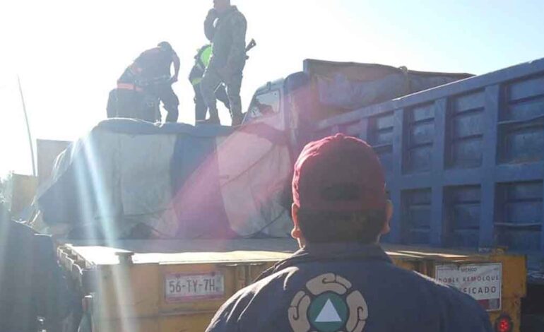 Queda prensado hombre en segundo piso de la México-Puebla