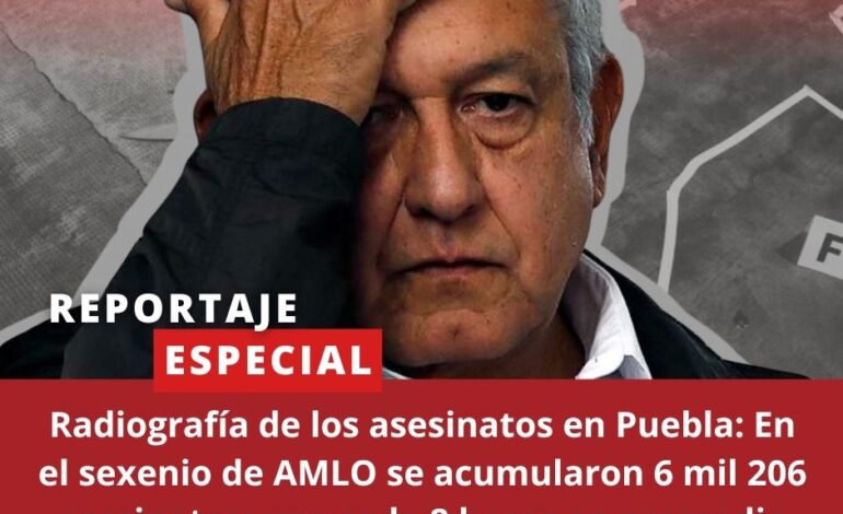 Radiografía de asesinatos en Puebla: En sexenio de AMLO sumaron 6 mil 206; uno cada 8 horas