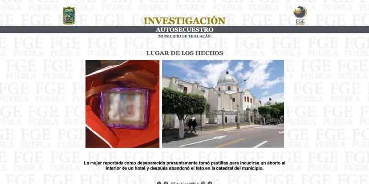 Mujer finge secuestro, aborta y abandona feto en iglesia de Puebla