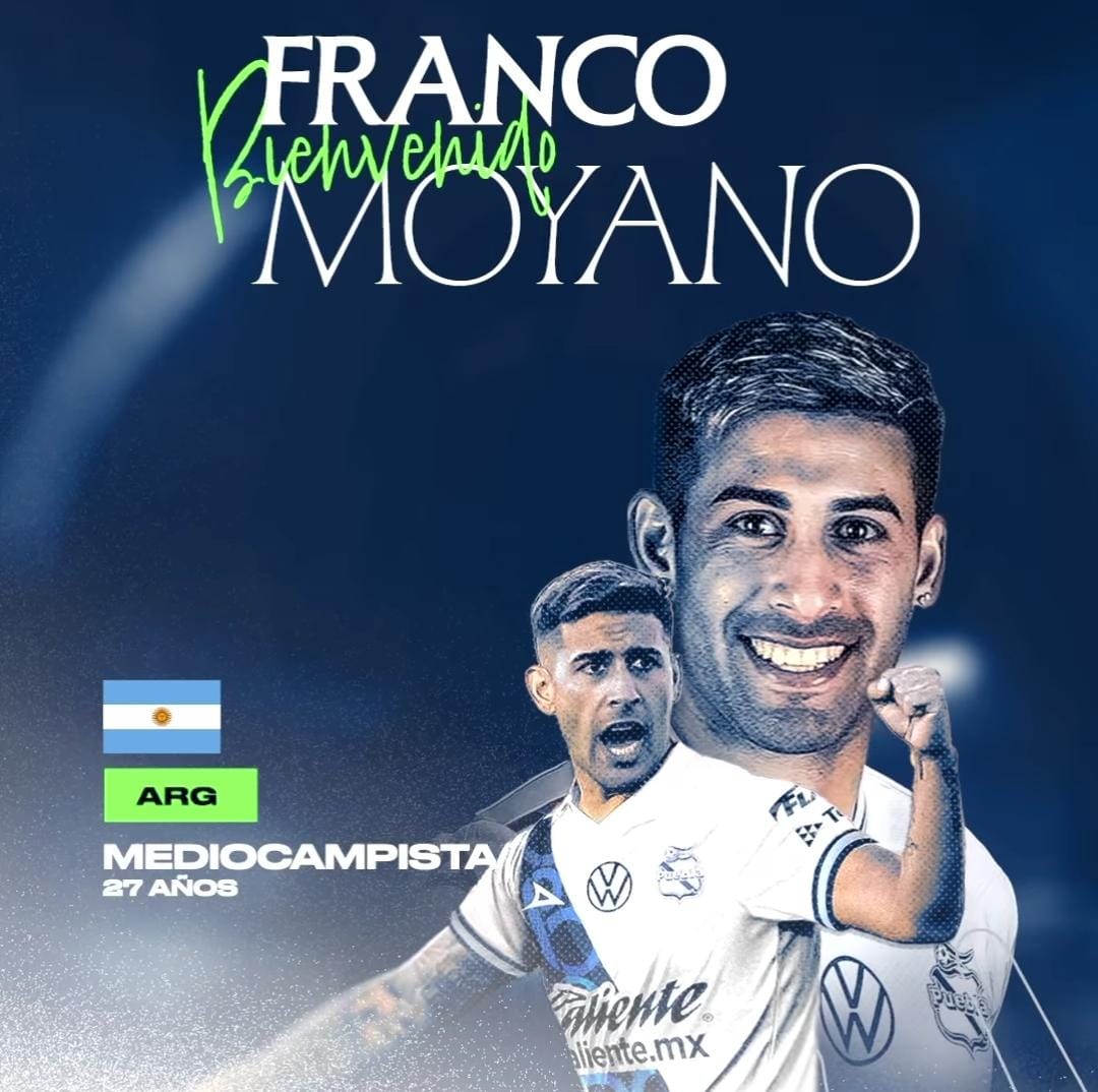 Anuncia el Club Puebla la contratación de Franco Moyano, mediocampista argentino