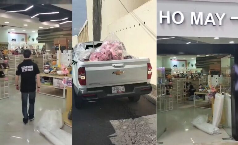 En Plaza Cristal, Comercio Exterior decomisó artículos de un local de productos chinos