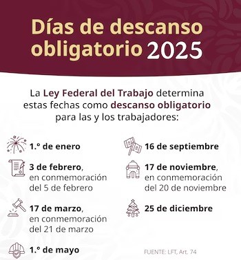 Días de descanso para México en 2025: ¿Cuántos y cuáles serán?