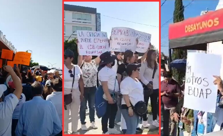 Ante negativa de paristas BUAP, trabajadores y docentes se manifestaron para exigir que se reabra CU
