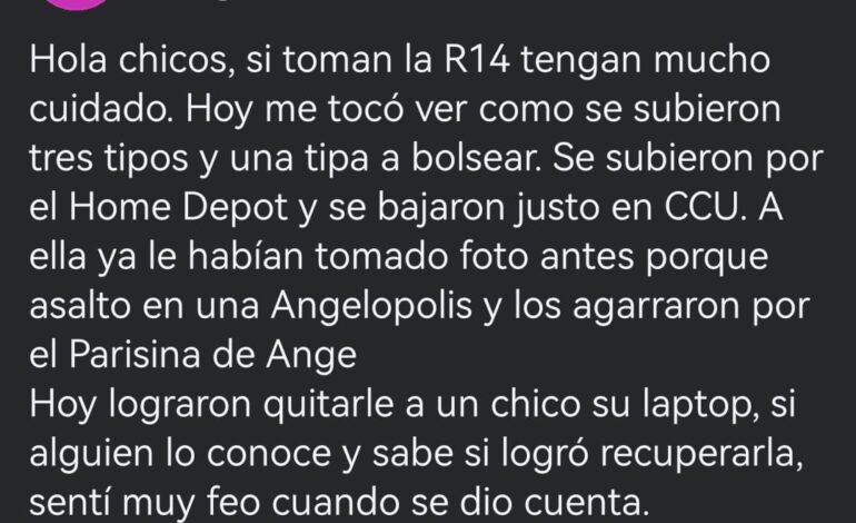 Delincuentes despojan de su laptop a estudiante de la BUAP en la Ruta 14, a la altura del CCU