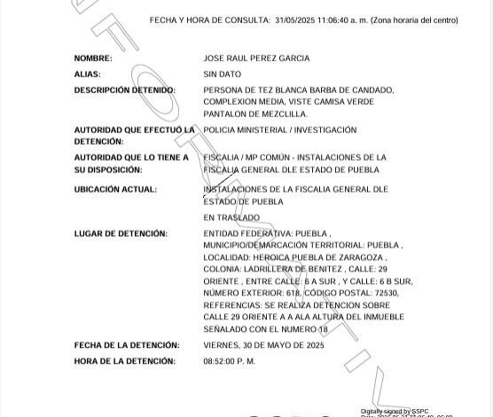 Detienen en Puebla al director de la Comisión de Búsqueda por abandono de funciones en Veracruz