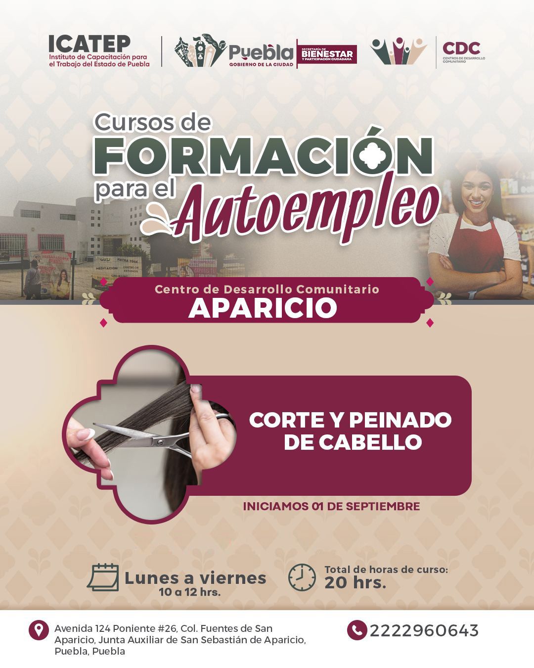 Anuncia ayuntamiento de Puebla apertura de inscripciones para cursos gratuitos de capacitación en septiembre