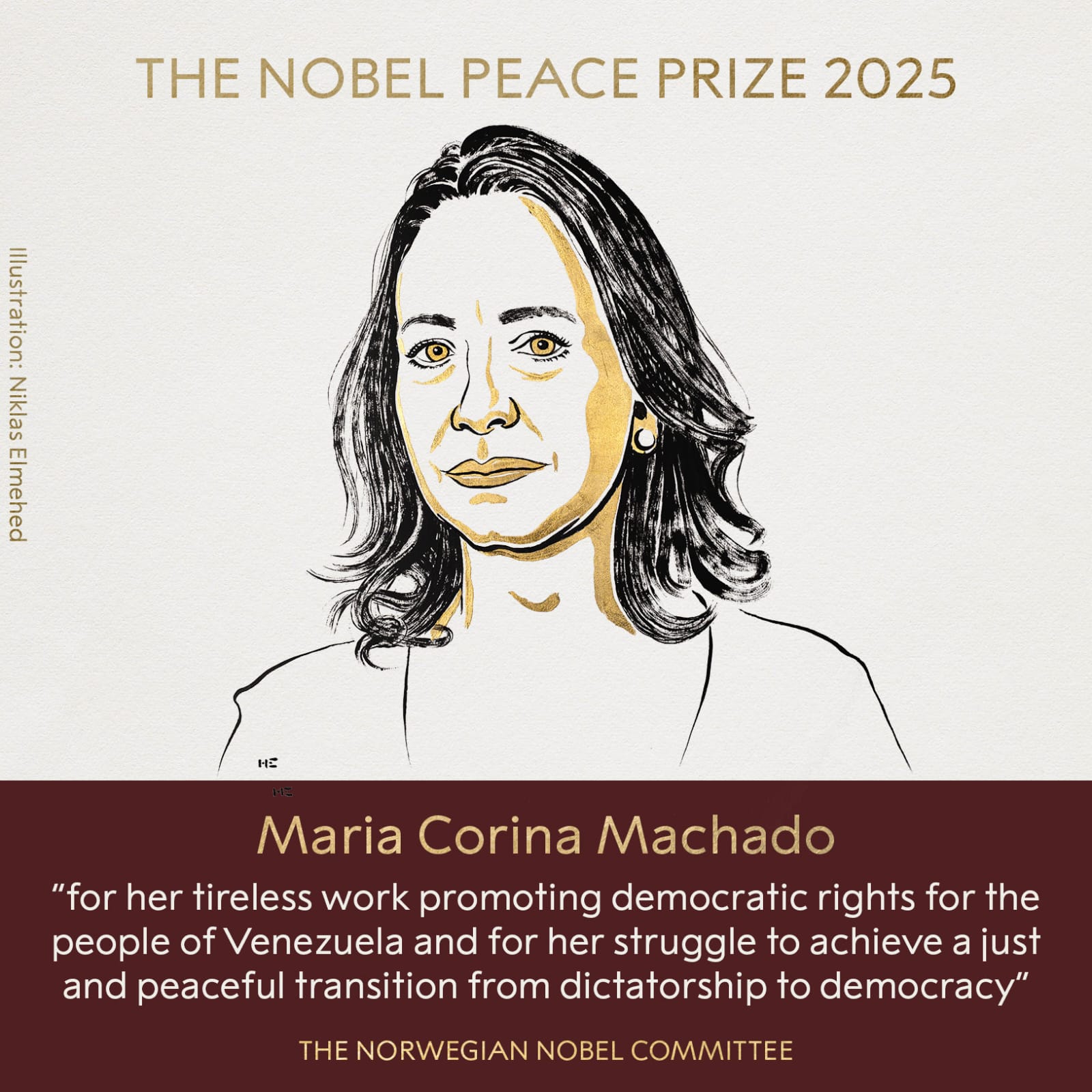 María Corina Machado recibe el Premio Nobel de la Paz 2025
