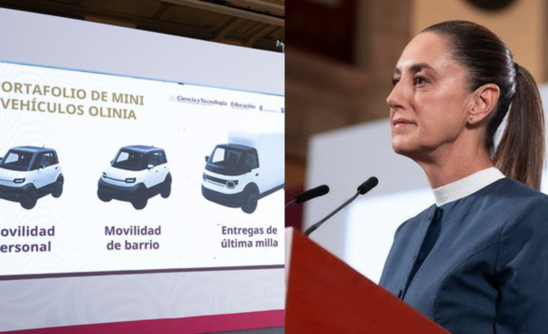 Sheinbaum destaca avances del auto eléctrico mexicano Olinia y reconoce el trabajo de jóvenes investigadores.