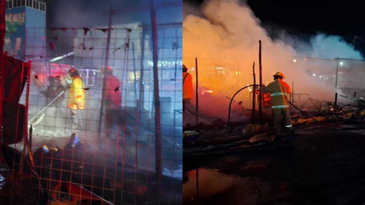 Incendio afecta puestos de temporada en la Central de Abasto de Huixcolotla