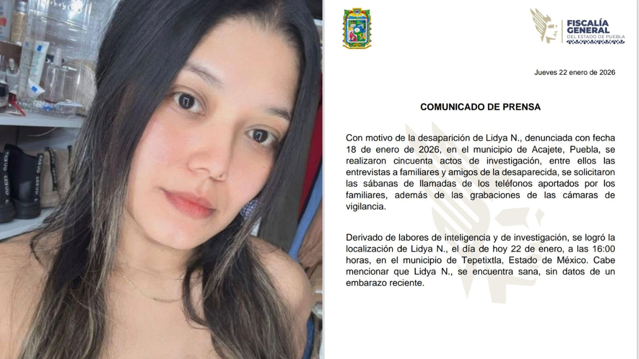 Fiscalía de Puebla confirma la aparición con vida de Lidya Valdivia; las indagatorias continúan