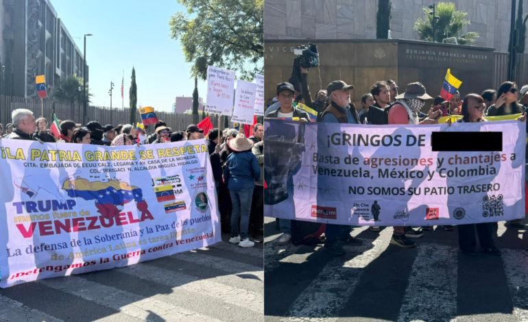 Protestas en las embajadas de Venezuela y Estados Unidos en CDMX por intervención militar