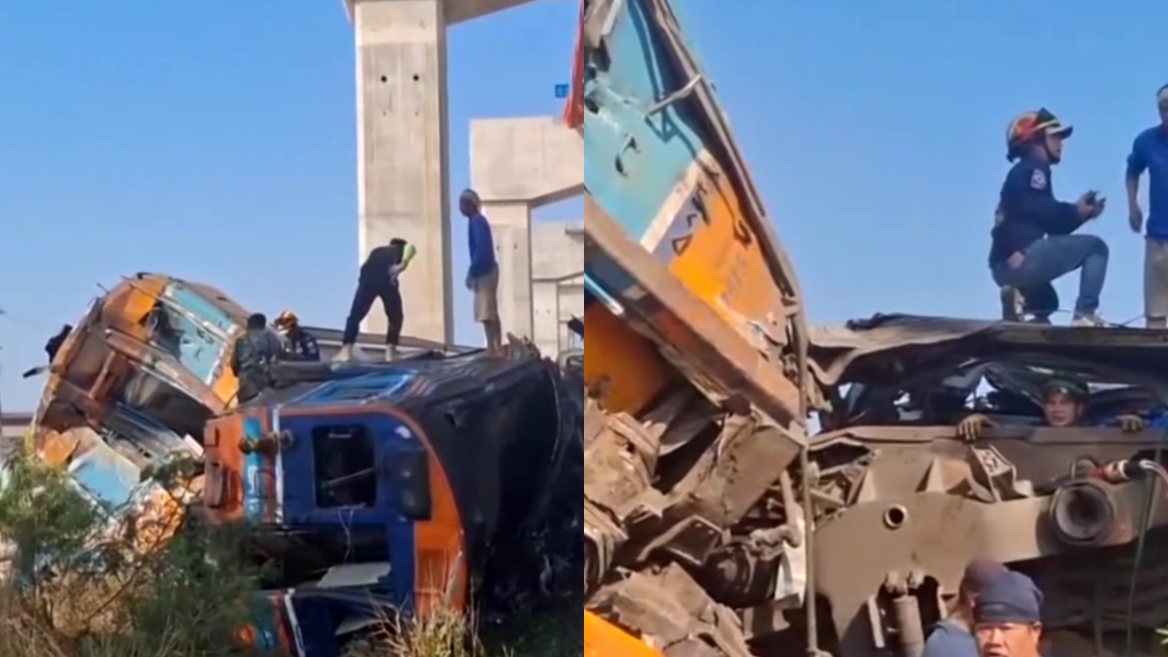 En Tailandia, una grúa cae sobre un tren de pasajeros, dejando 32 víctimas mortales y decenas de heridos