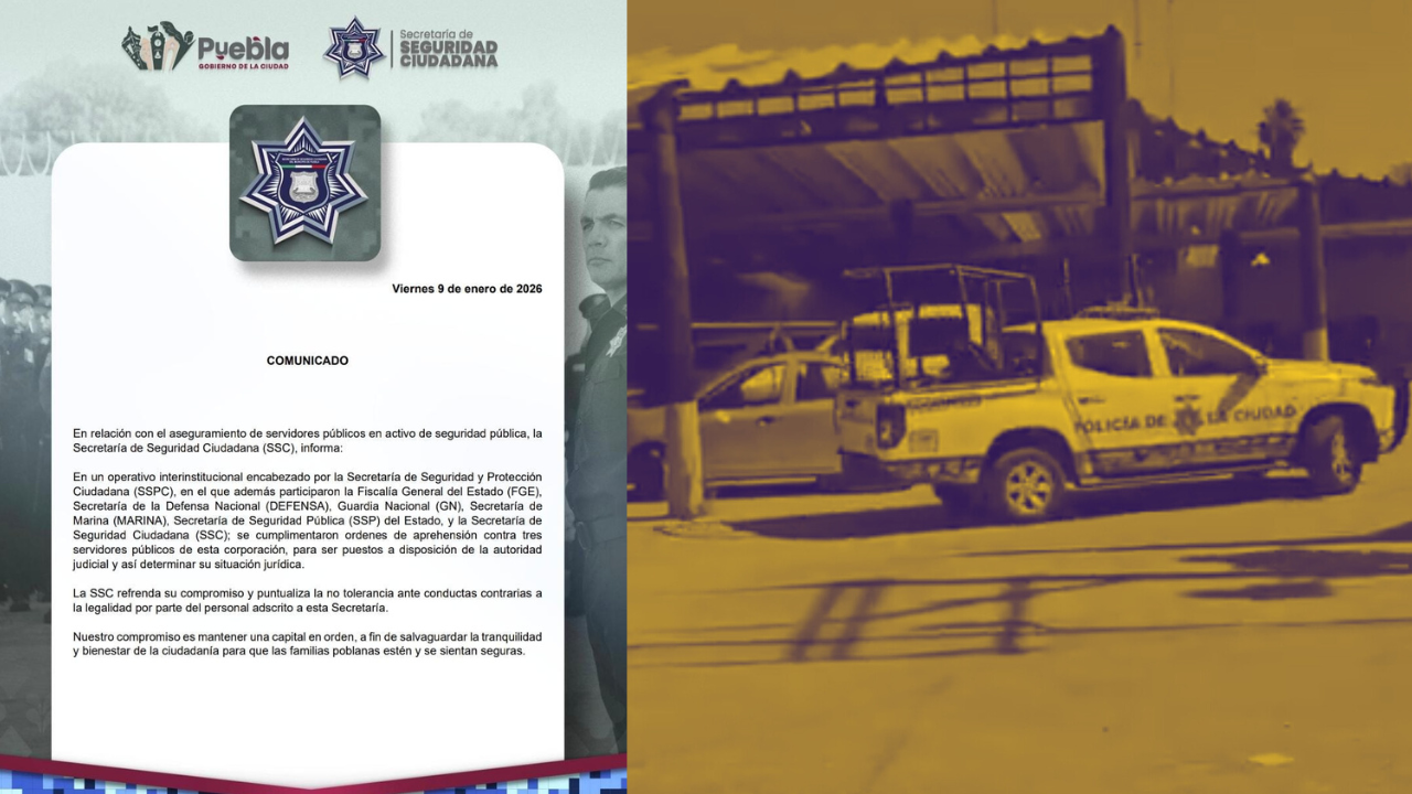 SSC de Puebla confirma detención de tres policías por conductas contrarias a la legalidad