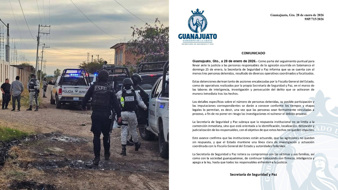 Tres personas han sido detenidas por su presunta participación en el tiroteo de Salamanca, Guanajuato, durante un partido de fútbol