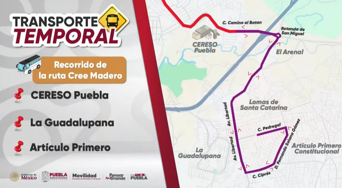 El gobierno del Estado de Puebla habilitará servicio de transporte publico temporal en colaboración con ADO Y Estrella Roja