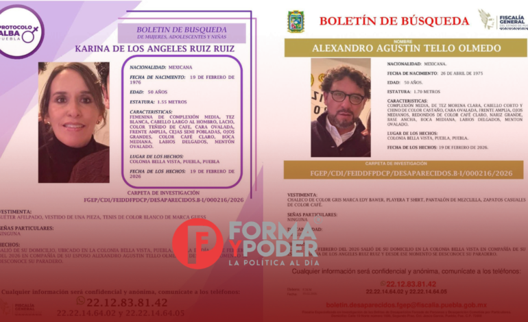 Desaparece matrimonio poblano tras salir de su domicilio en Loma Bella