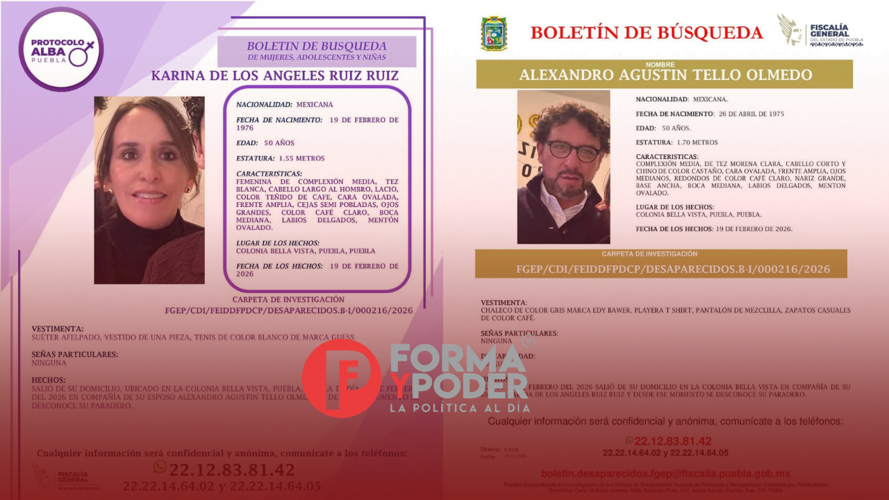 Desaparece matrimonio poblano tras salir de su domicilio en Loma Bella