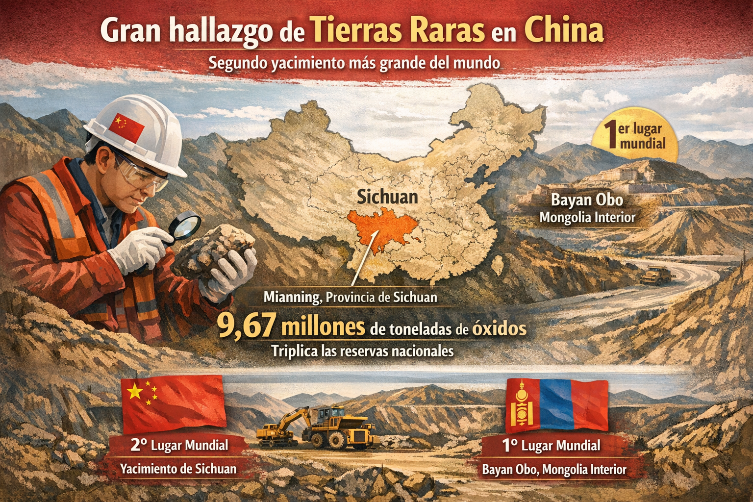 China refuerza su dominio global con el hallazgo del segundo mayor yacimiento de tierras raras