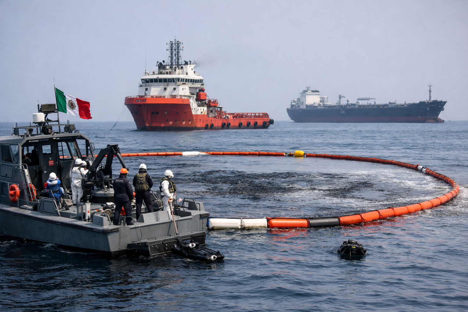 Investigan a 13 buques por derrame de hidrocarburo en el Golfo de México