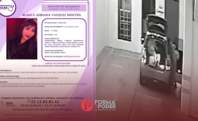 FGE emite ficha de búsqueda de Blanca Adriana Vázquez, mujer desaparecida tras acudir a una clínica estética en Puebla