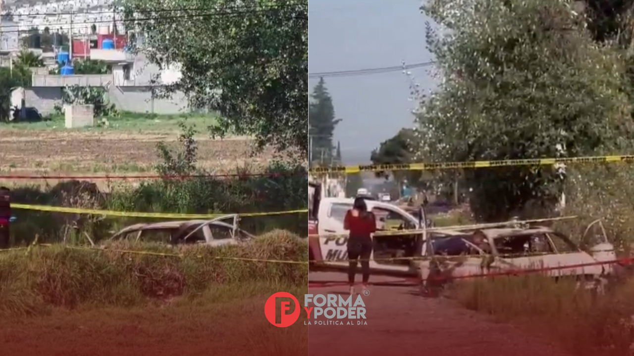 Localizan a una persona calcinada en el interior de un auto en la colonia El Carmen, en Amozoc