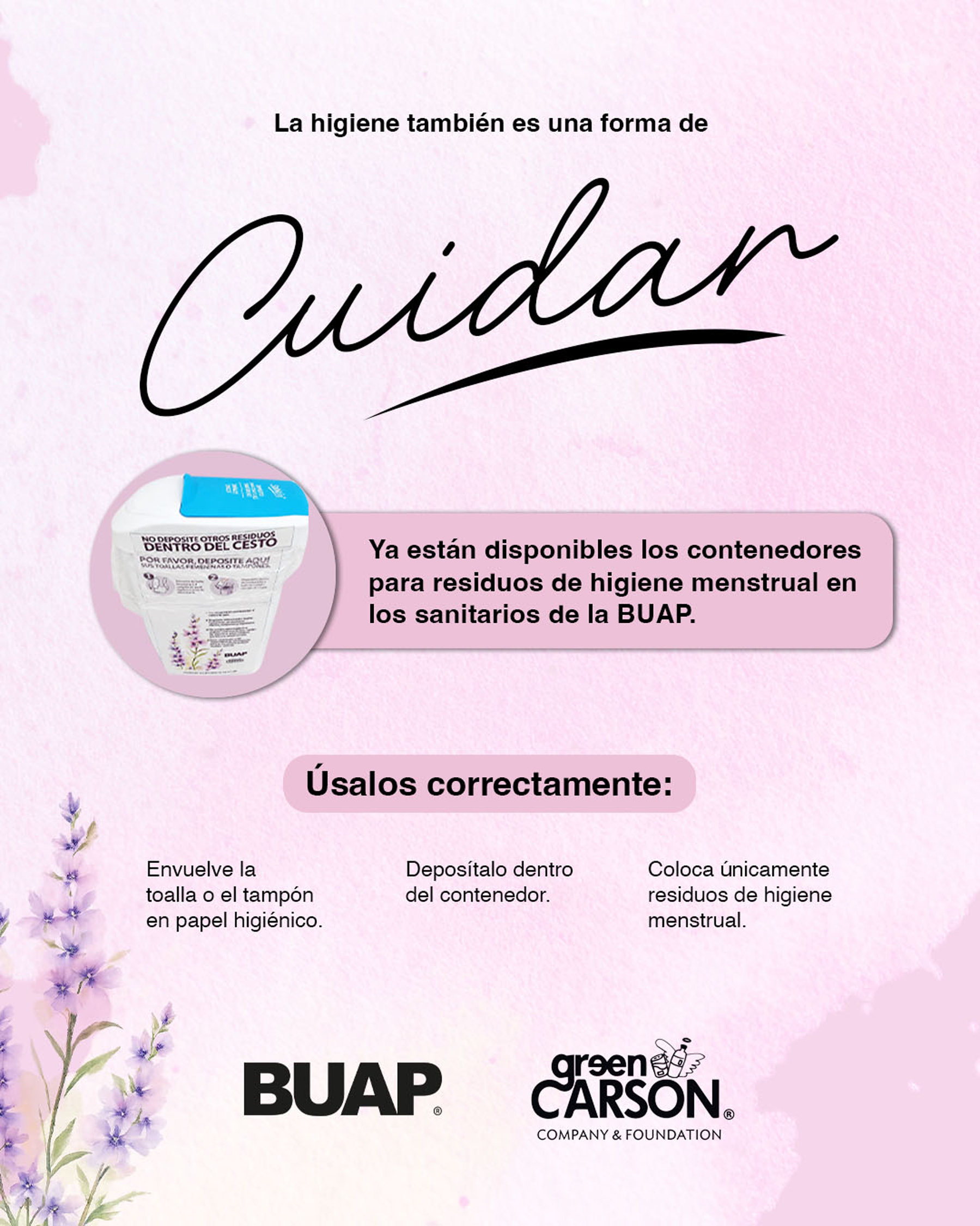 BUAP instalará más de 200 contenedores en baños femeninos en CU y CU2