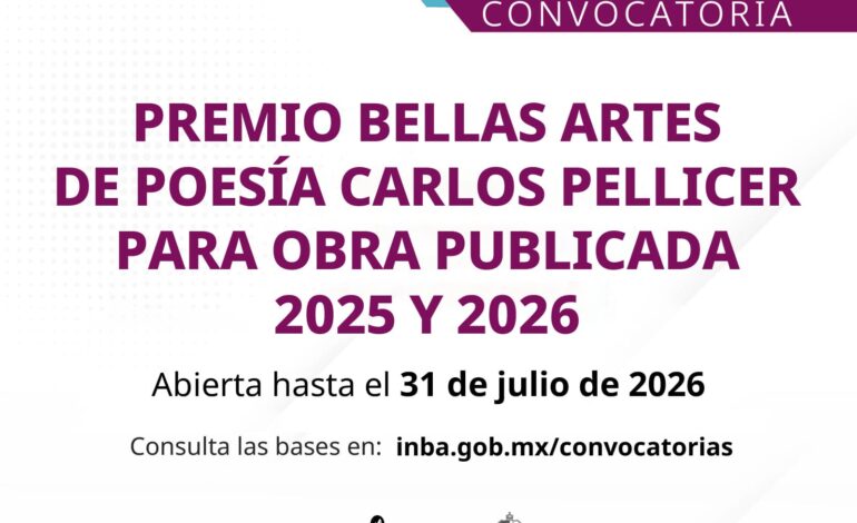 INBAL abre convocatoria al Premio Carlos Pellicer