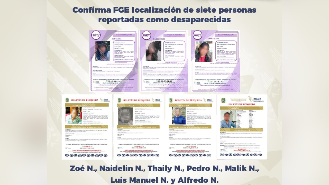Fiscalía de Puebla localiza a siete personas reportadas como desaparecidas