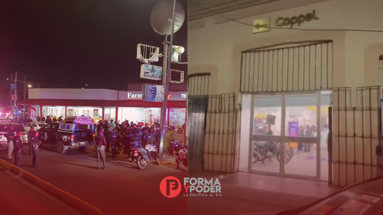 Presuntos asaltantes fueron detenidos tras robo a Coppel en el Centro Histórico de Puebla