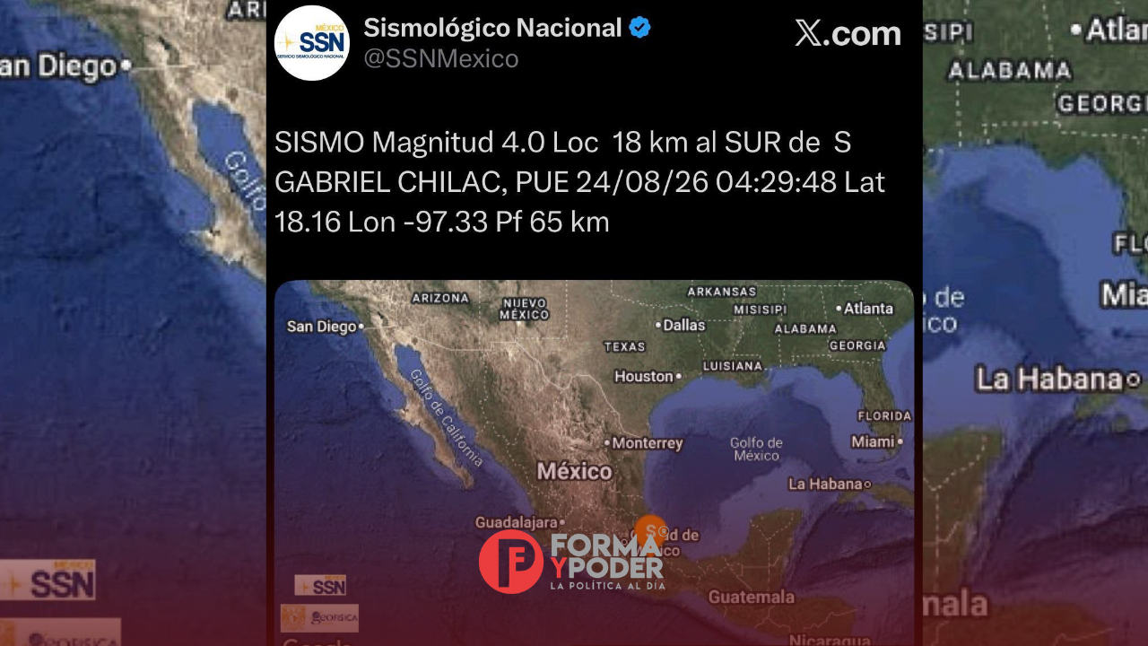 Se registra sismo de magnitud 4.0 en San Gabriel Chilac