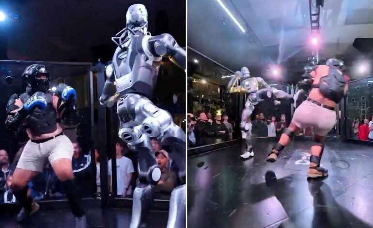 Humano se enfrenta a robot estilo Terminator en una pelea de MMA