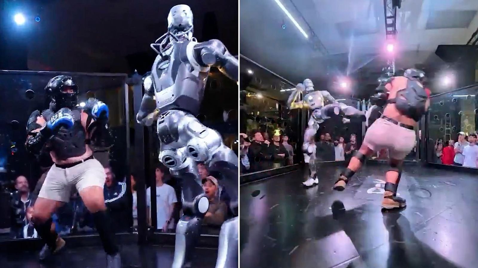Humano se enfrenta a robot estilo Terminator en una pelea de MMA