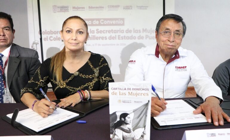 Secretaría de las Mujeres y COBAEP firman convenio para combatir la violencia de género
